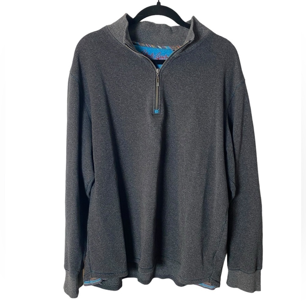Robert Graham Men's Half Zip Pullover Sweater Size 2XL Dark Gray Cotton